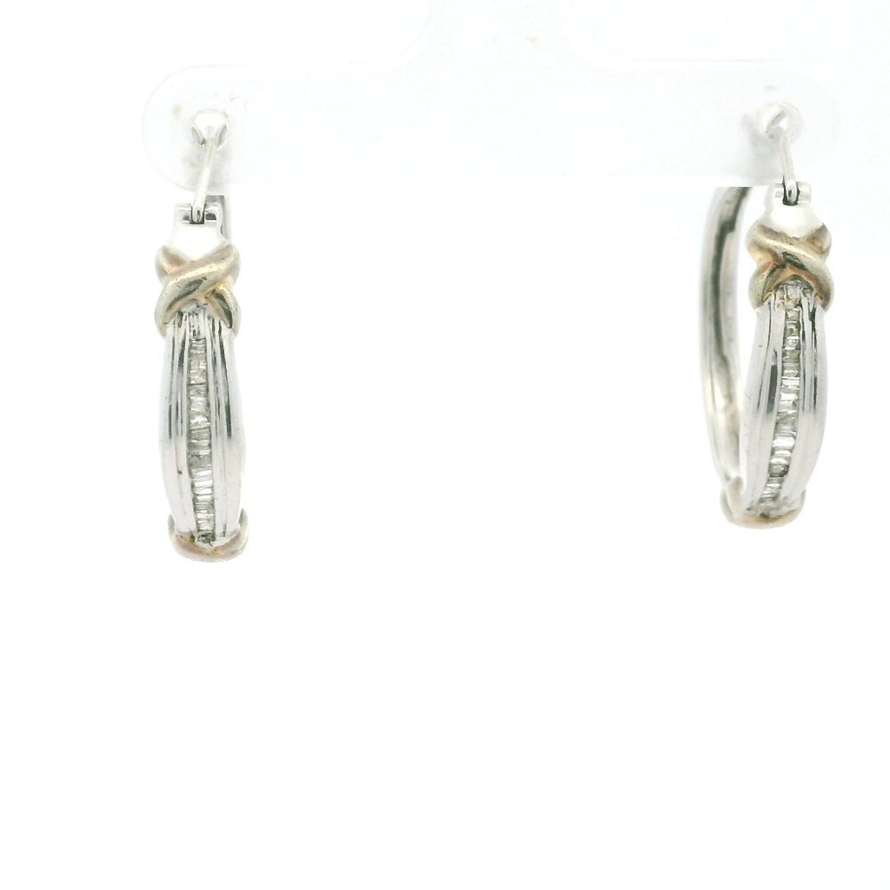 JWBR Sterling Diamond Hoop Earrings